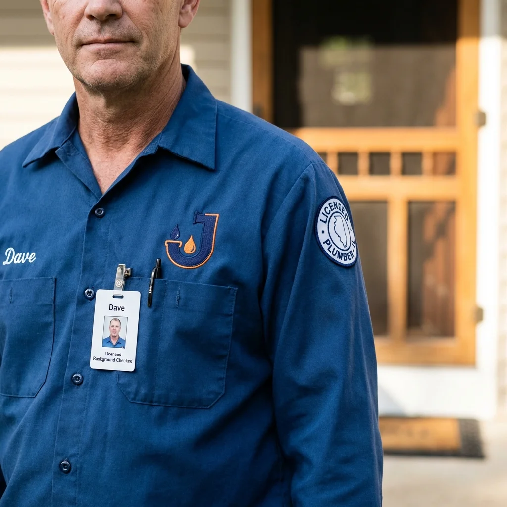 Licensed plumber showing ID badge in Englewood, NJ