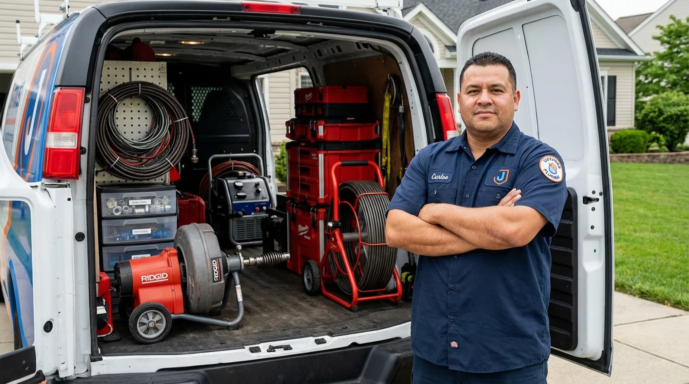Professional drain cleaning equipment and Johns Plumbing LLC plumber in Englewood