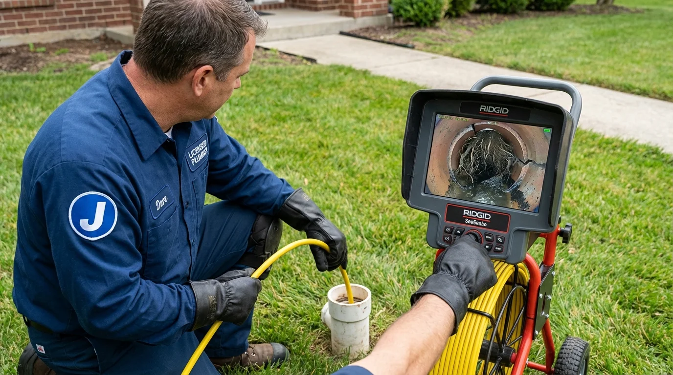 Sewer camera inspection being performed by Johns Plumbing LLC in Englewood