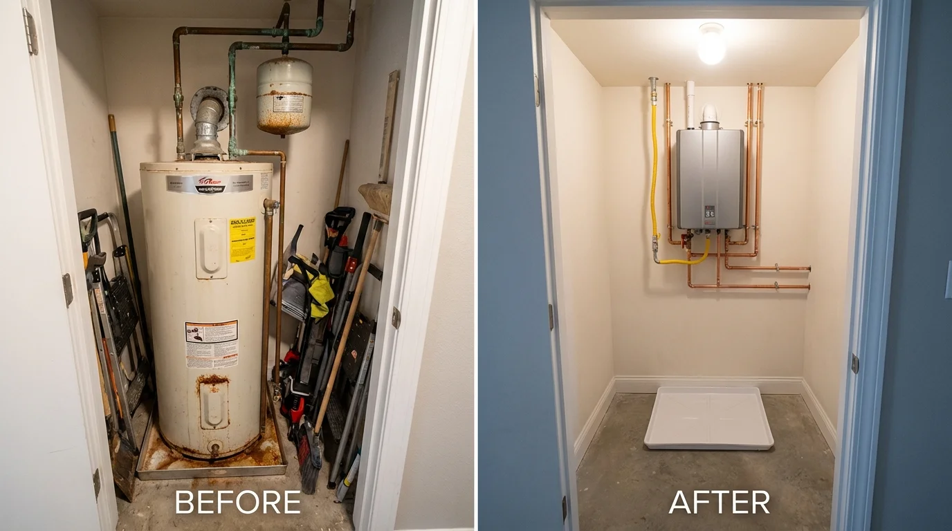 Tank water heater versus wall-mounted tankless unit comparison for Englewood, NJ homeowners